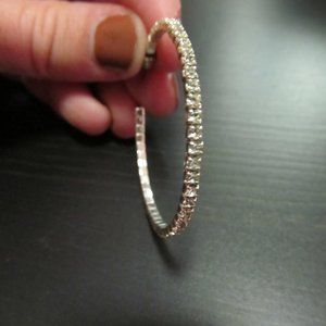 1.5" "Diamond" Cubic Zirconia Charming Charlie Silver Hoop Earring
